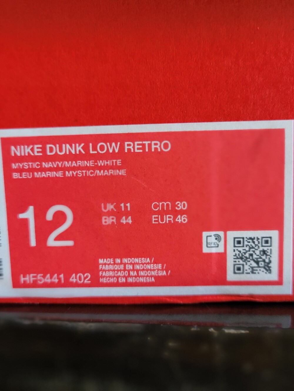* NEW* Nike Dunk Low Retro Mystic Navy/Marine-White Men's Size 12 - Picture 7 of 7